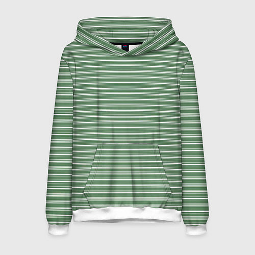Мужская толстовка Светло-зелёный полосы / 3D-Белый – фото 1