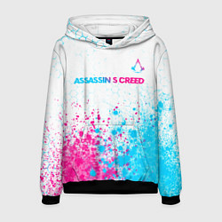 Толстовка-худи мужская Assassins Creed neon gradient style посередине, цвет: 3D-черный