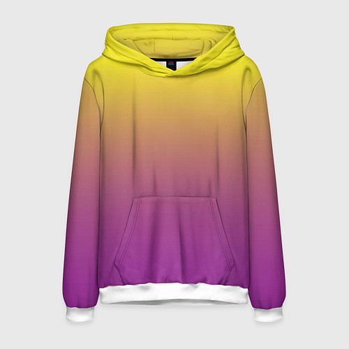Мужская толстовка Желто-фиолетовый градиент / 3D-Белый – фото 1