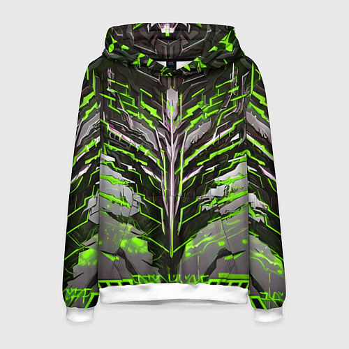 Мужская толстовка Киберпанк доспех зелёный / 3D-Белый – фото 1