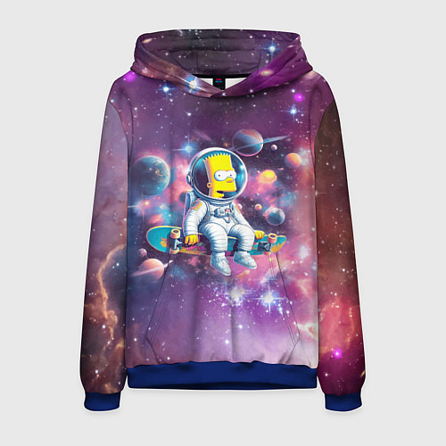 Мужская толстовка Барт Симпсон со скейтбордом в космосе / 3D-Синий – фото 1