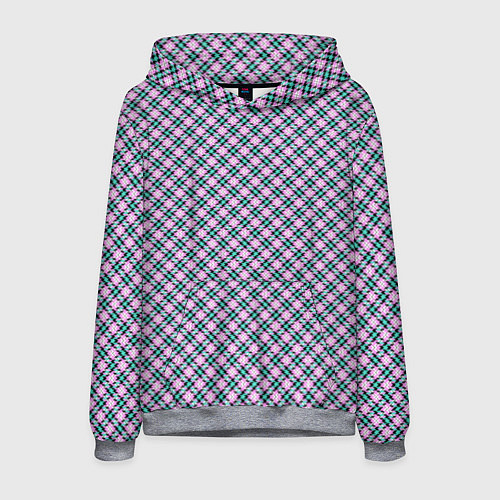 Мужская толстовка Фиолетовая - розовая клетка / 3D-Меланж – фото 1