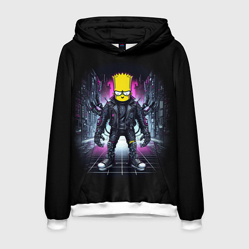 Мужская толстовка Cool Bart Simpson - cyberpunk - ai art / 3D-Белый – фото 1