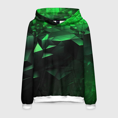 Мужская толстовка Видение зеленого в абстракции / 3D-Белый – фото 1