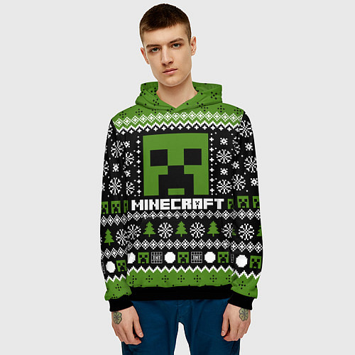 Мужская толстовка Minecraft christmas sweater / 3D-Черный – фото 3