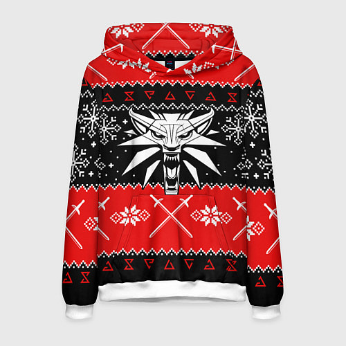 Мужская толстовка The Witcher christmas sweater / 3D-Белый – фото 1