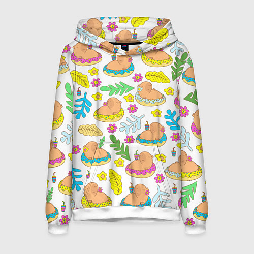 Мужская толстовка Капибары на отдыхе / 3D-Белый – фото 1