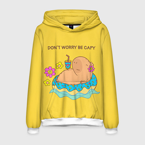 Мужская толстовка Капибара dont worry be capy / 3D-Белый – фото 1