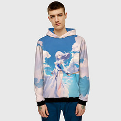 Толстовка-худи мужская Девушка на фоне неба, цвет: 3D-черный — фото 2
