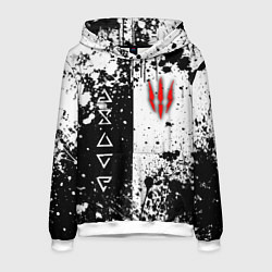 Толстовка-худи мужская Ведьмак - знаки и брызги, цвет: 3D-белый