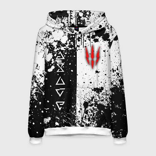 Мужская толстовка Ведьмак - знаки и брызги / 3D-Белый – фото 1
