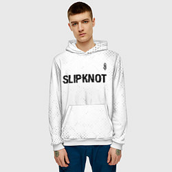 Толстовка-худи мужская Slipknot glitch на светлом фоне посередине, цвет: 3D-белый — фото 2