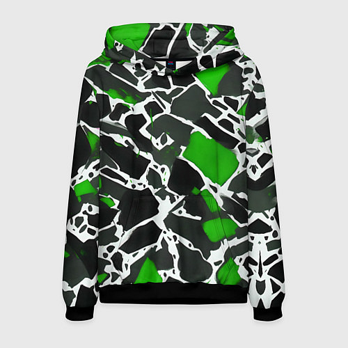 Мужская толстовка Кляксы чёрные и зелёные / 3D-Черный – фото 1