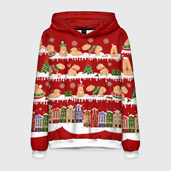 Толстовка-худи мужская Капибара на отдыхе в городе, цвет: 3D-белый