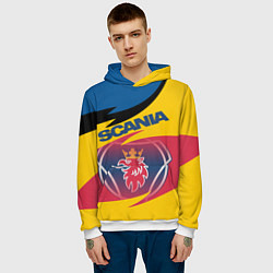 Толстовка-худи мужская Scania logo, цвет: 3D-белый — фото 2