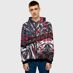 Толстовка-худи мужская Киберпанк броня красная, цвет: 3D-черный — фото 2