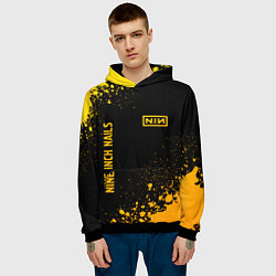 Толстовка-худи мужская Nine Inch Nails - gold gradient вертикально, цвет: 3D-черный — фото 2
