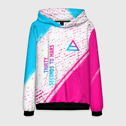 Толстовка-худи мужская Thirty Seconds to Mars neon gradient style вертика, цвет: 3D-черный