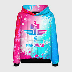 Толстовка-худи мужская Manowar neon gradient style, цвет: 3D-черный