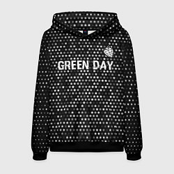 Толстовка-худи мужская Green Day glitch на темном фоне посередине, цвет: 3D-черный