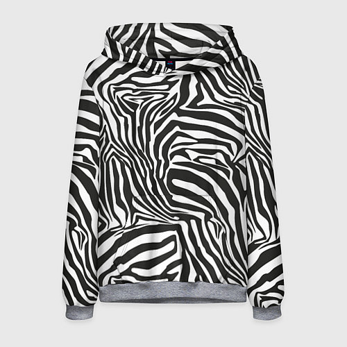 Мужская толстовка Шкура зебры черно - белая графика / 3D-Меланж – фото 1