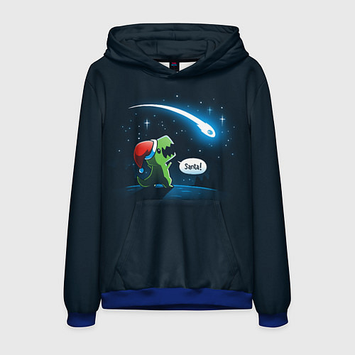 Мужская толстовка Новогодний ти рекс / 3D-Синий – фото 1