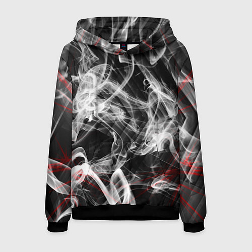 Мужская толстовка Серый дым узоры / 3D-Черный – фото 1