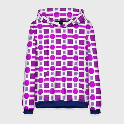 Мужская толстовка Фиолетовые кирпичики и белые полосы / 3D-Синий – фото 1