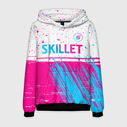 Толстовка-худи мужская Skillet neon gradient style посередине, цвет: 3D-черный