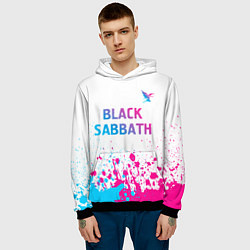 Толстовка-худи мужская Black Sabbath neon gradient style посередине, цвет: 3D-черный — фото 2