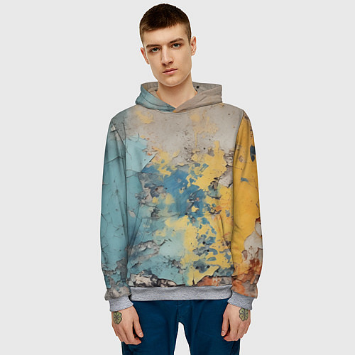Мужская толстовка Гранжевая стена с краской / 3D-Меланж – фото 3