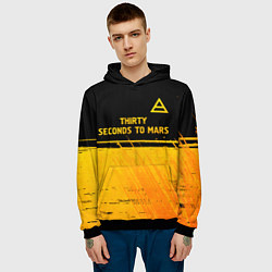 Толстовка-худи мужская Thirty Seconds to Mars - gold gradient посередине, цвет: 3D-черный — фото 2