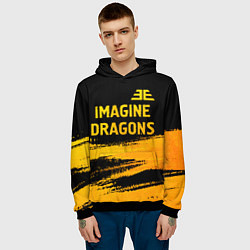 Толстовка-худи мужская Imagine Dragons - gold gradient посередине, цвет: 3D-черный — фото 2
