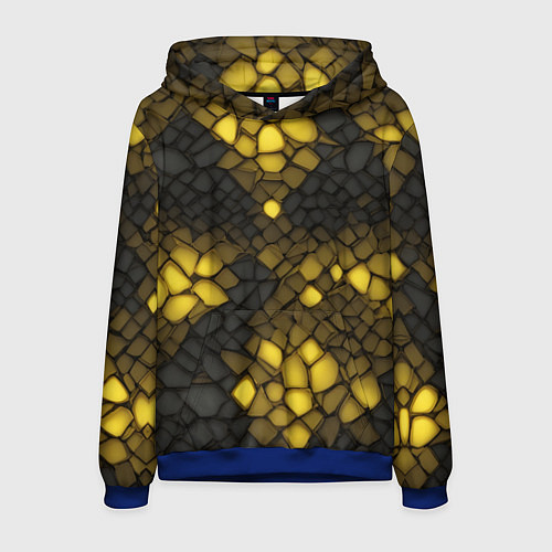Мужская толстовка Жёлтый трескающийся камень / 3D-Синий – фото 1