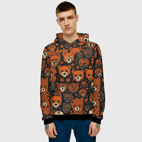 Мужская толстовка Мишки сердитые / 3D-Черный – фото 3