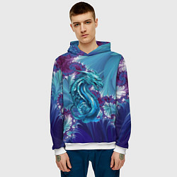 Толстовка-худи мужская Dragon - irezumi - ai art, цвет: 3D-белый — фото 2