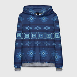 Толстовка-худи мужская Blue tribal geometric, цвет: 3D-меланж