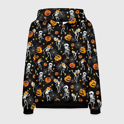 Мужская толстовка Хэллоуин танцующий скелет / 3D-Черный – фото 1