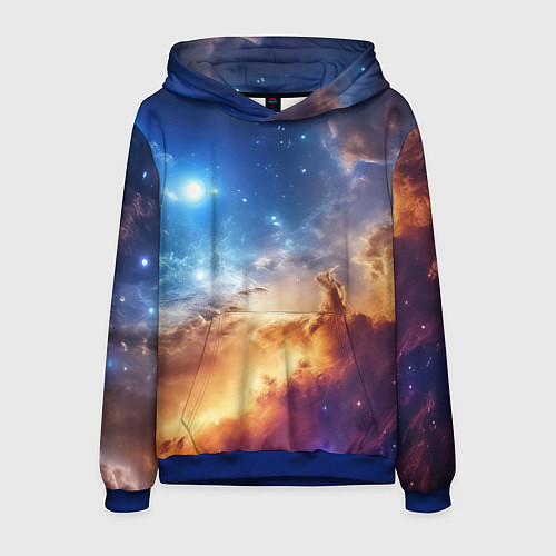 Мужская толстовка Оранжевая небула космос / 3D-Синий – фото 1