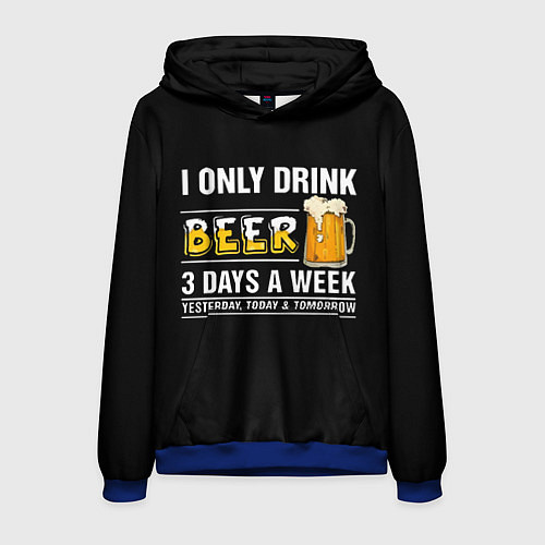 Мужская толстовка I only drink beer 3 days a week / 3D-Синий – фото 1