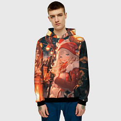 Толстовка-худи мужская Новогодняя подруга, цвет: 3D-черный — фото 2