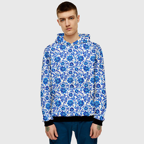 Мужская толстовка Гжель классика / 3D-Черный – фото 3