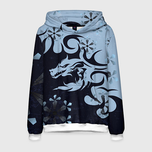Мужская толстовка Дракон со снежинками / 3D-Белый – фото 1
