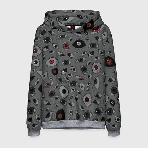 Мужская толстовка Серый цвет: глазики-косоглазики / 3D-Меланж – фото 1
