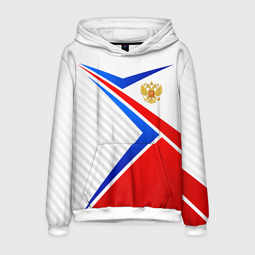 Мужская толстовка Герб РФ - классические цвета флага / 3D-Белый – фото 1