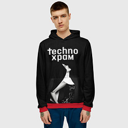 Толстовка-худи мужская Techno храм вожделение, цвет: 3D-красный — фото 2