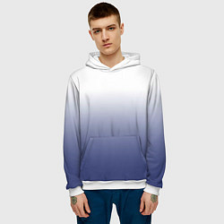 Толстовка-худи мужская Туманный градиент бело-синий, цвет: 3D-белый — фото 2