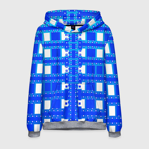 Мужская толстовка Синие и белые квадраты / 3D-Меланж – фото 1
