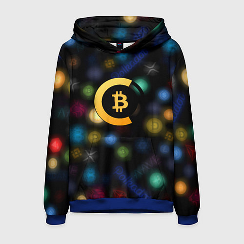 Мужская толстовка Bitcoin logo criptomoney / 3D-Синий – фото 1