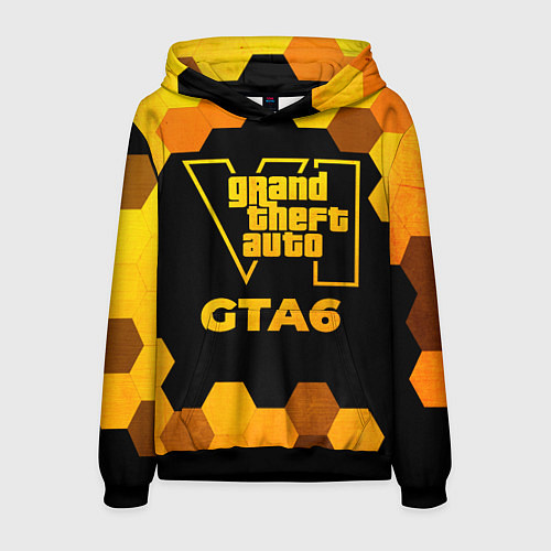 Мужская толстовка GTA6 - gold gradient / 3D-Черный – фото 1